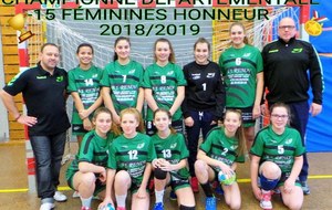 -15 Féminines Championnes Départementale Honneur 2018/2019