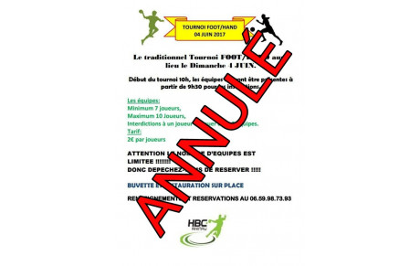 Annulation du Tournoi Foot/Hand