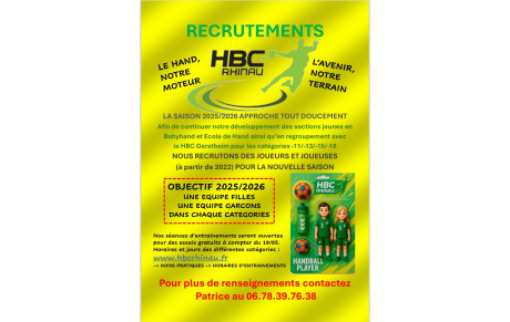 RECRUTEMENTS JEUNES 2025/2026